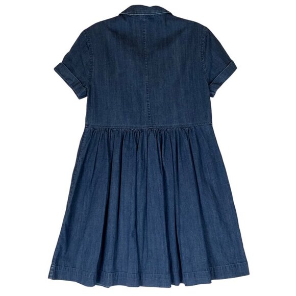 French Connection Denim Short Sleeve Button Front Dress Size 2 Babydoll A-Line - Picture 2 of 8